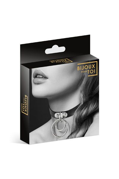 Черный чокер с двумя кольцами - Bijoux Pour Toi - купить с доставкой в Кирове
