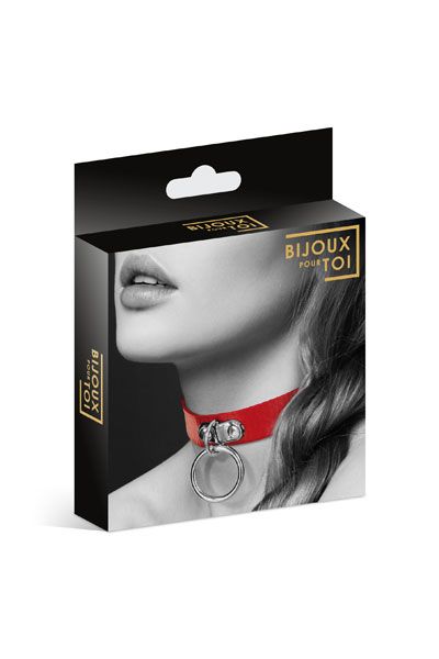 Красный узенький чокер с кольцом - Bijoux Pour Toi - купить с доставкой в Кирове
