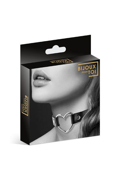 Чёрный чокер с кольцом в форме сердца - Bijoux Pour Toi - купить с доставкой в Кирове
