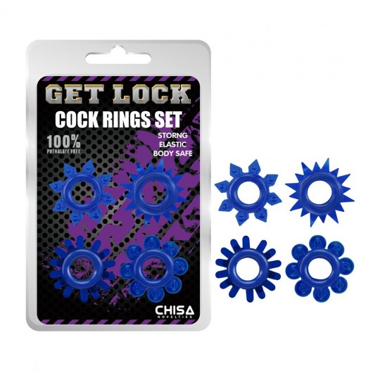 Набор из 4 синих колец Get Lock - Chisa - в Кирове купить с доставкой