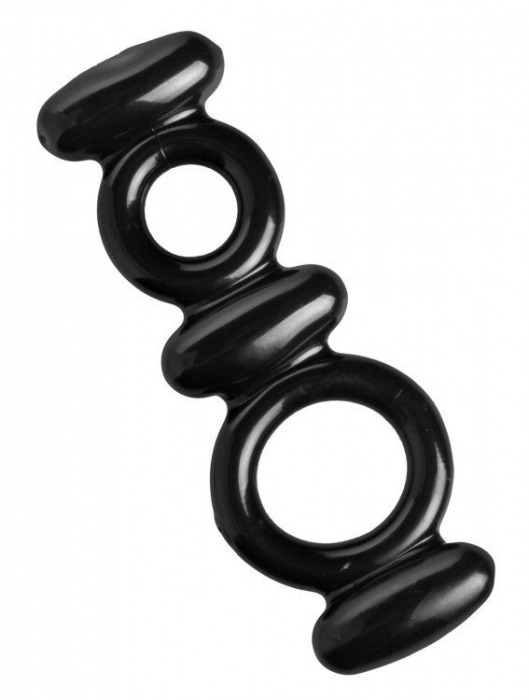Двойное эрекционное кольцо Dual Stretch To Fit Cock and Ball Ring - XR Brands - в Кирове купить с доставкой