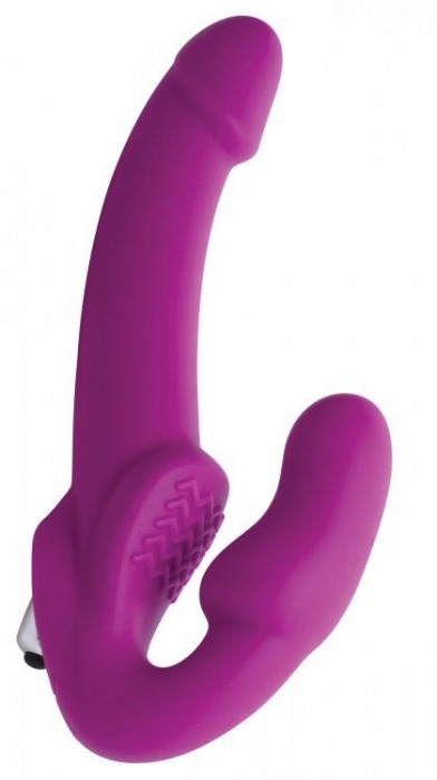 Ярко-розовый безремневой вибрострапон Evoke Vibrating Strapless Silicone Strap-on Dildo - XR Brands - купить с доставкой в Кирове