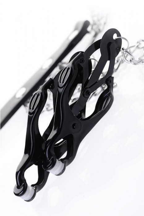 Черно-серебристые зажимы для сосков с кольцом для пениса TOYFA Metal - ToyFa - купить с доставкой в Кирове