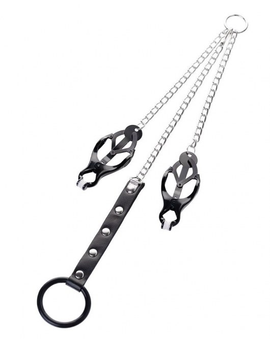 Черно-серебристые зажимы для сосков с кольцом для пениса TOYFA Metal - ToyFa - купить с доставкой в Кирове